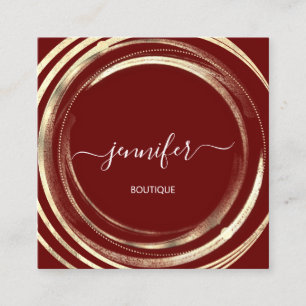 Beauty Shop Couch Gold Burgund QR-Logo Quadratische Visitenkarte