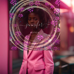 Beauty Shop Couch Gold Floral QR-Logo Quadratische Visitenkarte