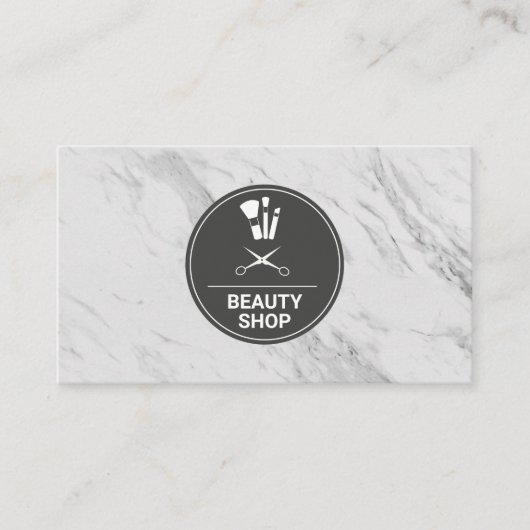 Beauty Shop Marmor Monogram Business Card Visitenkarte (Vorderseite)