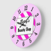 Beauty Shop Pink White Custom Retro Uhrennummern Große Wanduhr (Winkel)