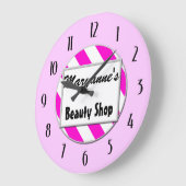 Beauty Shop Pink White Editable Uhr mit Zahlen (Winkel)