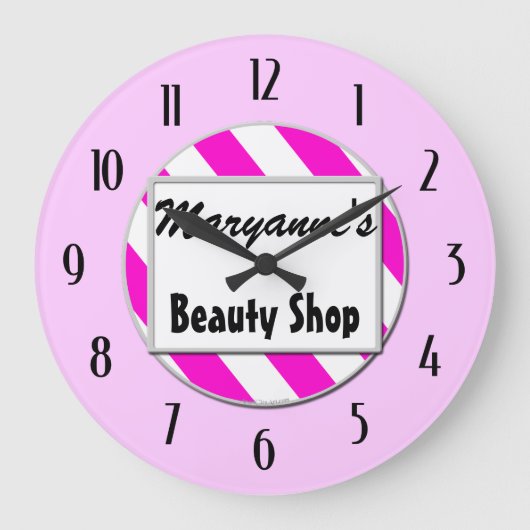 Beauty Shop Pink White Editable Uhr mit Zahlen (Vorderseite)