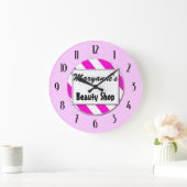 Beauty Shop Pink White Editable Uhr mit Zahlen (Zuhause)
