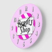 Beauty Shop Pink White Retro Wall Uhr (Winkel)