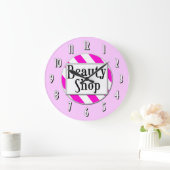 Beauty Shop Pink White Retro Wall Uhr (Zuhause)
