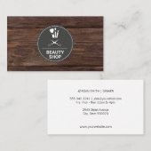 Beauty Shop Wood Monogram Business Card Visitenkarte (Vorne/Hinten)