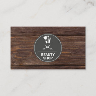 Beauty Shop Wood Monogram Business Card Visitenkarte