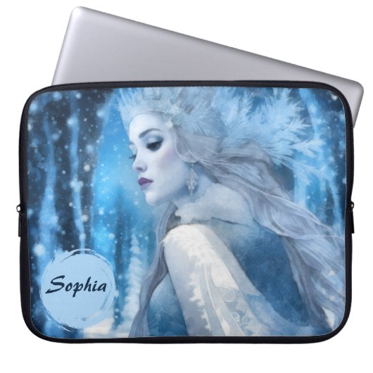 Beauty Snow Queen im Winter Wonderland gefroren Laptopschutzhülle (Vorderseite)