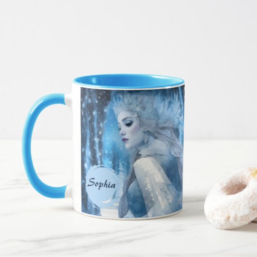 Beauty Snow Queen im Winter Wonderland gefroren Tasse (Mit Donut)