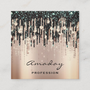 Beauty Studio Friseur Makeup Diamond Tropfen Rose Quadratische Visitenkarte