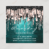 Beauty Studio Friseur Makeup Rose Grün Quadratische Visitenkarte (Rückseite)