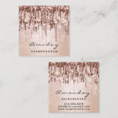 Beauty Studio Friseur Makeup Rose Tropfen Diamond Quadratische Visitenkarte (Vorne/Hinten)