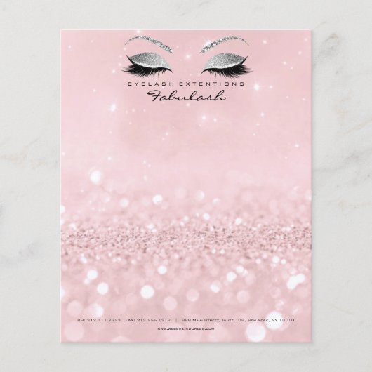 Beauty Studio Lashes Makeup Stylist Silver Pink Flyer (Vorne)