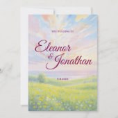 Beauty Sunset Watercolor Wedding Invitation Einladung (Vorderseite)