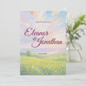 Beauty Sunset Watercolor Wedding Invitation Einladung (Stehend Vorderseite)