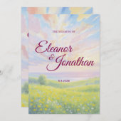 Beauty Sunset Watercolor Wedding Invitation Einladung (Vorne/Hinten)
