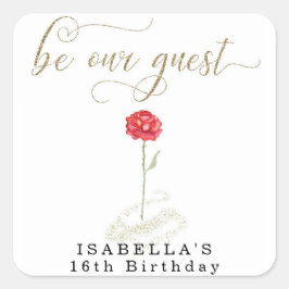 Beauty & The Beast Birthday Bridal Wedding Quadratischer Aufkleber