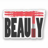 Beauty Typografie Lipstick Aufkleber (Vorderseite)