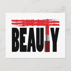 Beauty Typografie Lipstick Postkarte