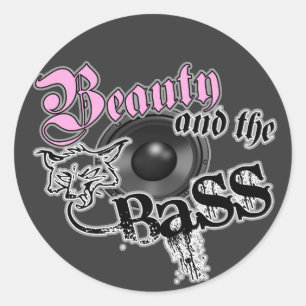 Beauty und das Bass Girls EDM Bass Music Logo Runder Aufkleber