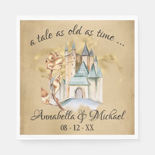 Beauty und das Biest Fairytale Burg und Rose Serviette (Vorderseite)