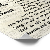 Beauty und das Vintage Script Song Lyrie Poster (Ecke)