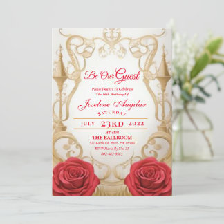 Beauty und die Rose Biest Burg Süß 16 Einladung