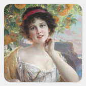Beauty Under the Orange Tree by Émile Vernon Quadratischer Aufkleber (Vorderseite)