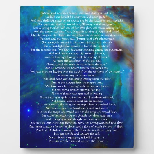 Beauty von Kahlil Gibran Fotoplatte (Vorderseite)