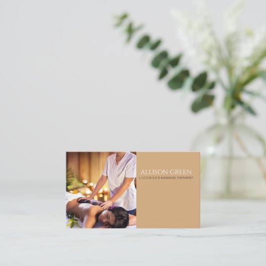 Beauty WELLNESS-CENTER Akupressur Hot Stone Massag Visitenkarte (Stehend Vorderseite)