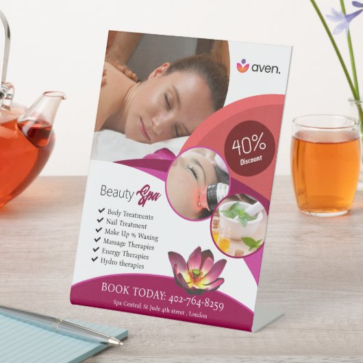 Beauty Wellness-Center Pedestal-Zeichen Sockelschild (In Situ)