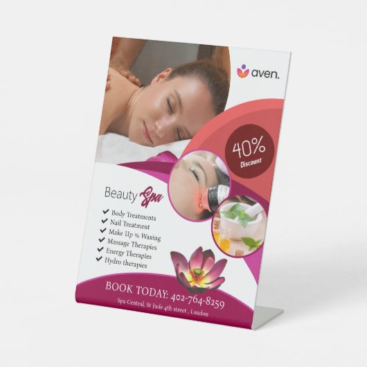 Beauty Wellness-Center Pedestal-Zeichen Sockelschild (Vorderseite)