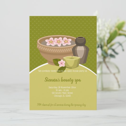 Beauty Wellness-Center Salon Einladung (Stehend Vorderseite)