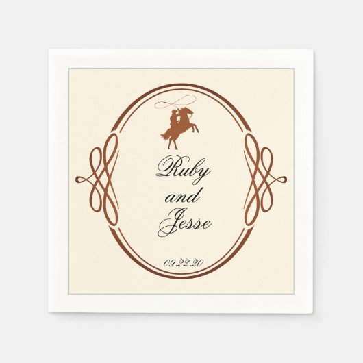 Beauty Western Dark Brown Wedding Serviette (Vorderseite)