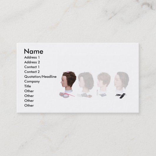 BeautySchoolHeadsLinedUp, Name, Adresse 1, Addr… Visitenkarte (Vorderseite)