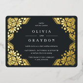 Beaux Arts | Elegant Vintage Art Deco Wedding Folieneinladung (Vorderseite)