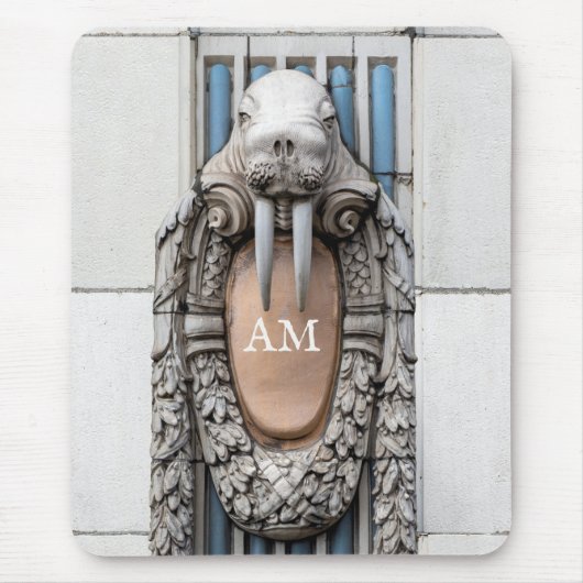 Beaux Arts Walrus Skulptur Custom Monogram Mousepad (Vorne)