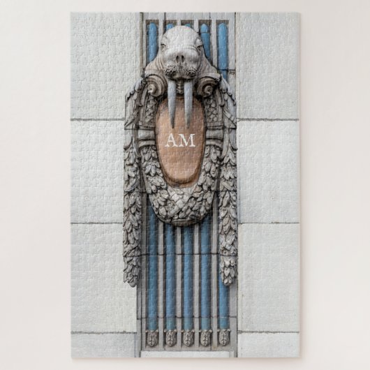 Beaux Arts Walrus Skulptur Custom Monogram Puzzle (Vertikal)
