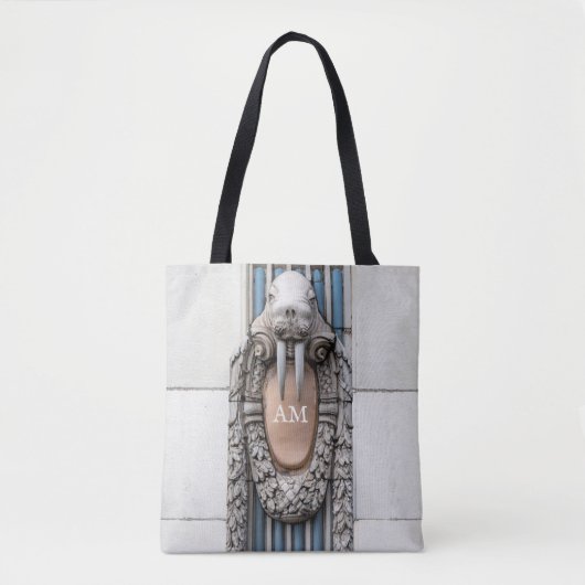 Beaux Arts Walrus Skulptur Custom Monogram Tasche (Vorderseite)