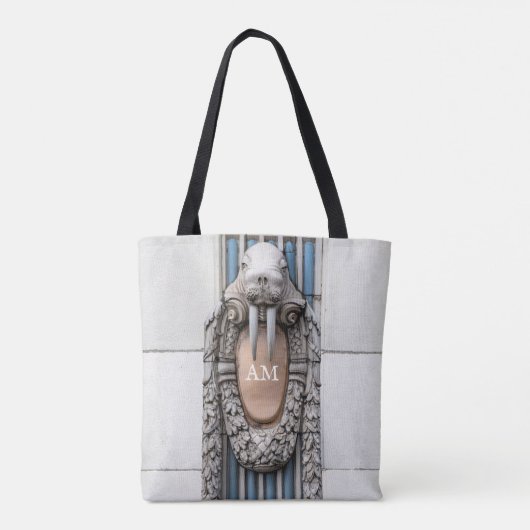 Beaux Arts Walrus Skulptur Custom Monogram Tasche (Rückseite)