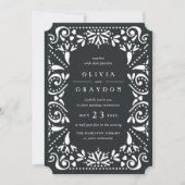Beaux Arts Wedding Einladung | Holzkohle (Vorderseite)