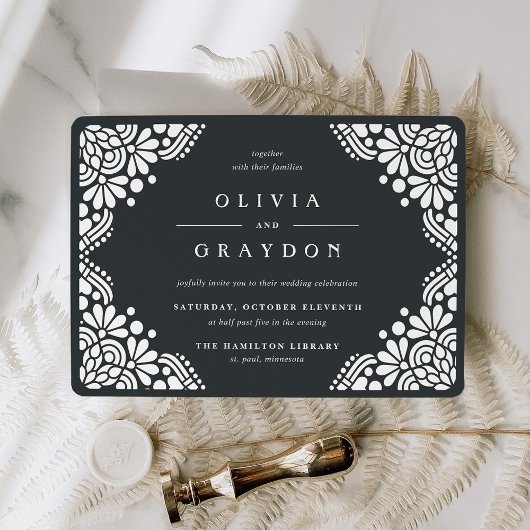 Beaux Arts Wedding Einladung | Holzkohle