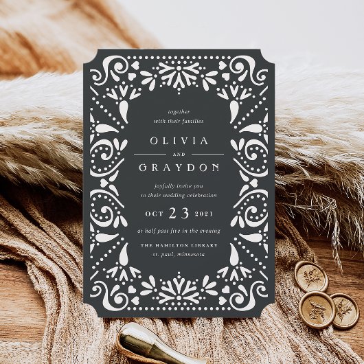 Beaux Arts Wedding Einladung | Holzkohle