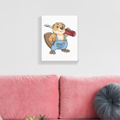 Beaver as Craftsman with Wrench Leinwanddruck (Insitu (Wohnzimmer))