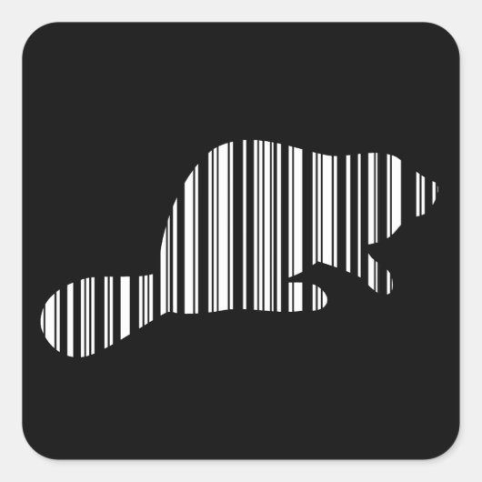 BEAVER BAR CODE - Muster für Tierstrichcode Quadratischer Aufkleber (Vorderseite)