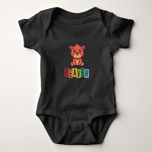 Beaver Blk Baby Jersey Bodysuit Strampler (Vorderseite)