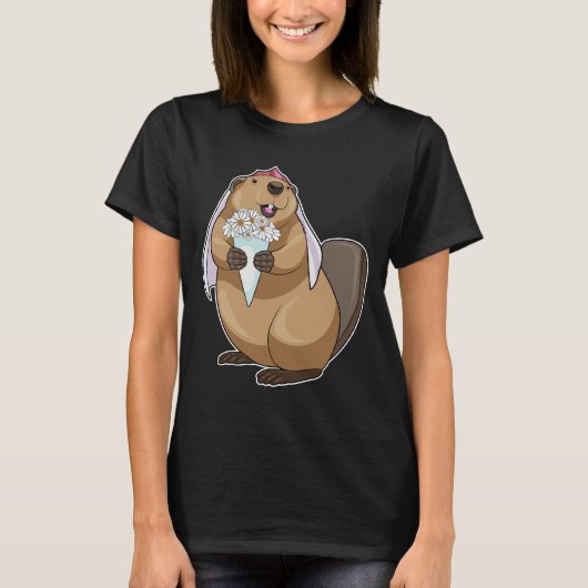 Beaver Bride Blume Wedding T-Shirt (Vorderseite)