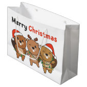 Beaver Christmas Animals Beavers Merry Christmas Große Geschenktüte (Vorderseite Schrägansicht)