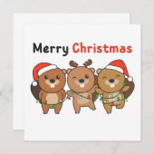 Beaver Christmas Animals Beavers Merry Christmas I Einladung (Vorne/Hinten)