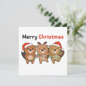 Beaver Christmas Animals Beavers Merry Christmas I Einladung (Stehend Vorderseite)